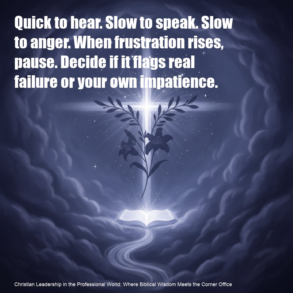 scripturemap's tweet image. Quick to hear. Slow to speak. Slow to anger. When frustration rises, pause. Decide if it flags real failure or your own impatience.