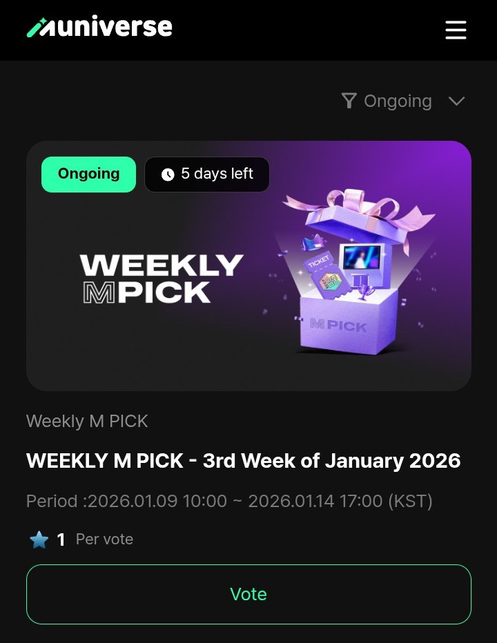 putvotesINA's tweet image. 📢 Weekly M-PICK sudah DIBUKA kembali!!

🗓: 9–14 Januari 2026, jam 3 sore WIB

*Ada pembaruan (update) terbaru pada tutorial, jadi mohon dibaca dengan baik 🙏🏻🙏🏻
#PLAVE #플레이브