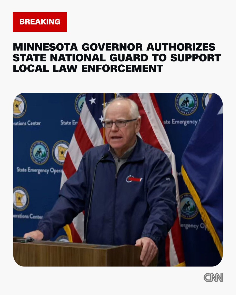 cnnbrk's tweet image. Gov. Tim Walz authorizes Minnesota National Guard to support local law enforcement as tensions flare in Minneapolis after fatal ICE shooting
cnn.it/4sumLgY