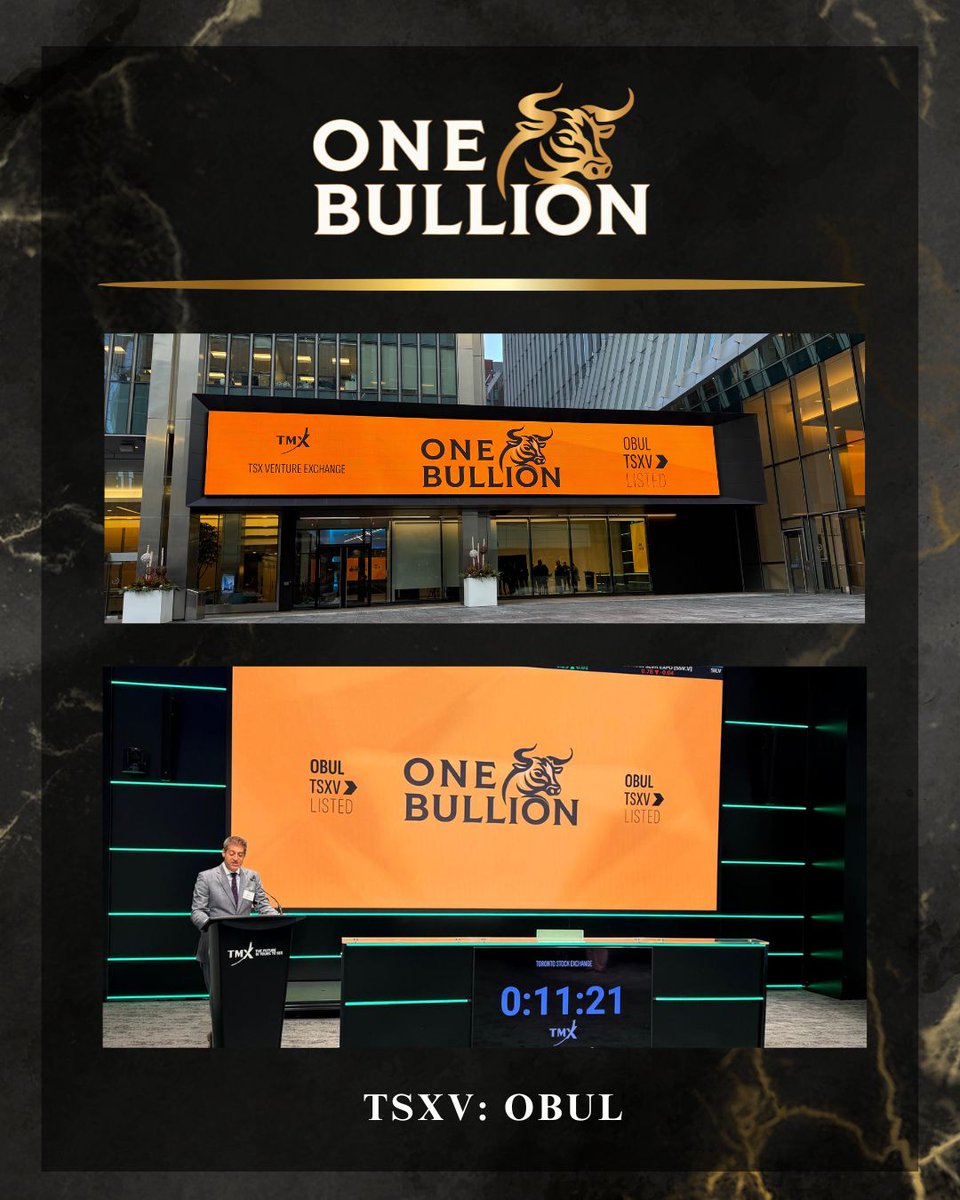 Golden Moments on-site at TMX Group 🐂 ✨ 

CEO Adam Berk on-site with a few of our team members at the market close - TSXV: OBUL!

$OBUL #Gold #PreciousMetals #MiningNews #GoldMining #GoldExploration