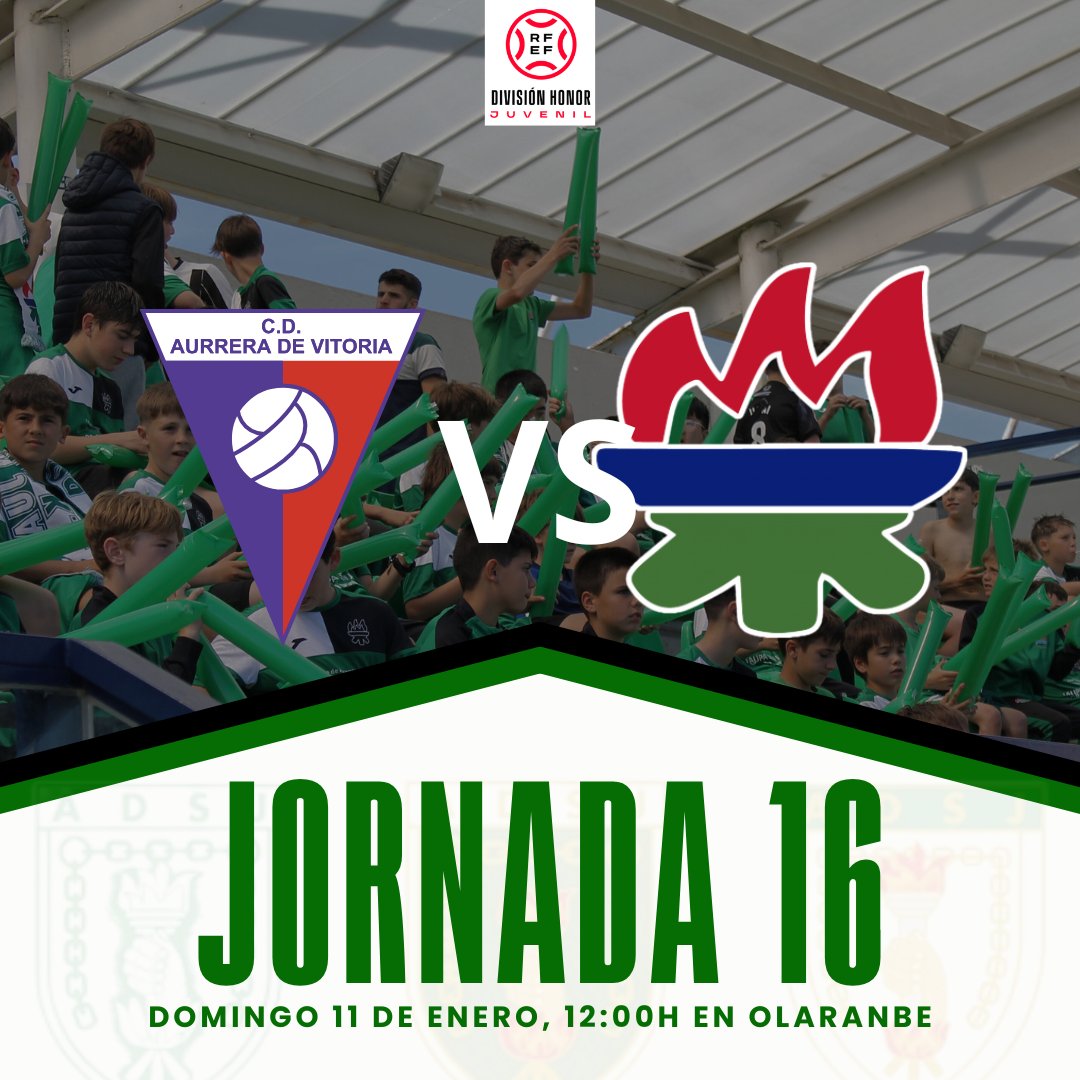 🟢 𝐃𝐇 | 👉 Este domingo nuestro DH se encuentra ante el décimo sexto partido de la temporada.

🏆 División de Honor
⚽️ Jornada 16
📆 11 de Enero  
🕢 12:00
🏟 Olarande
🆚 <a href="/aurreravitoria/">Aurrera de Vitoria</a>
🎟️ 5€

#DH #AurreraSanJuan #Cantera #Vamosverdes