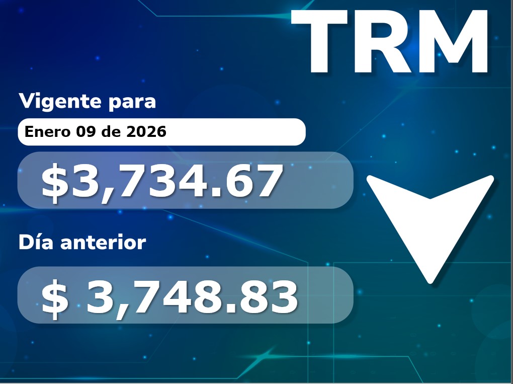 SFCsupervisor's tweet image. Tasa Representativa del Mercado vigente para el 09-ene-2026: $3,734.67