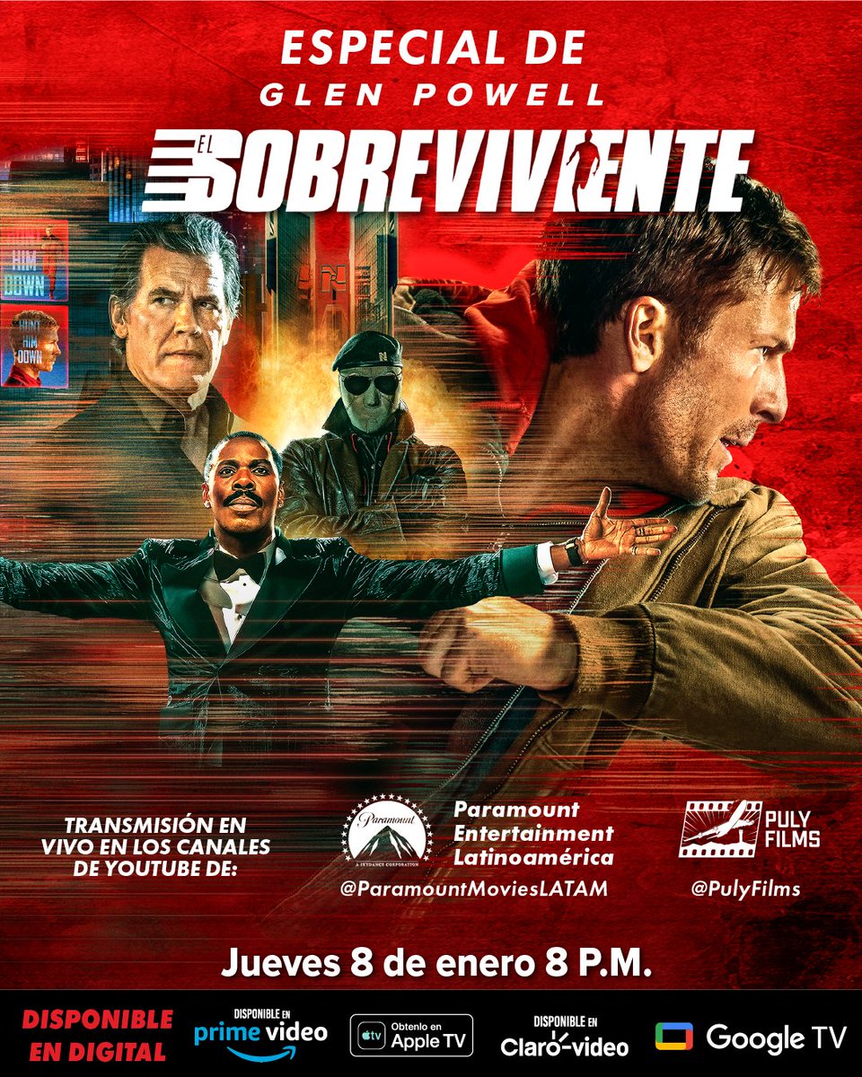 ¡Nos vemos HOY! En punto de las 8pm en nuestros canales digitales y en <a href="/pulyfilms/">Puly Films</a> 

Especial de Glen Powell, #ElSobreviviente.