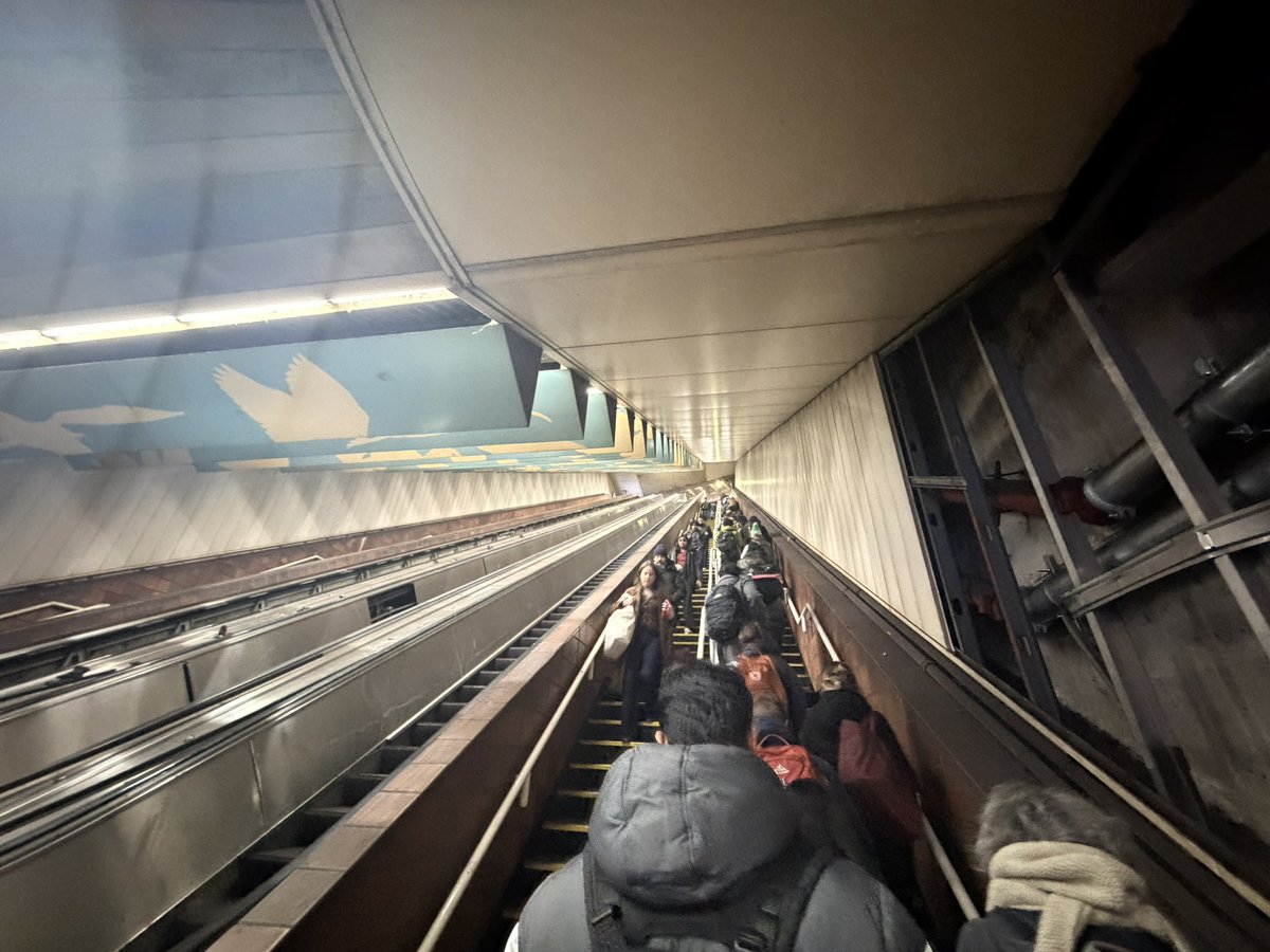 samanthajgross's tweet photo. Porter Square, the deepest station of MBTA at 120 feet below street level, has had no working escalators this week 😅 I’m feeling it! https://t.co/hn6kDZ7O98