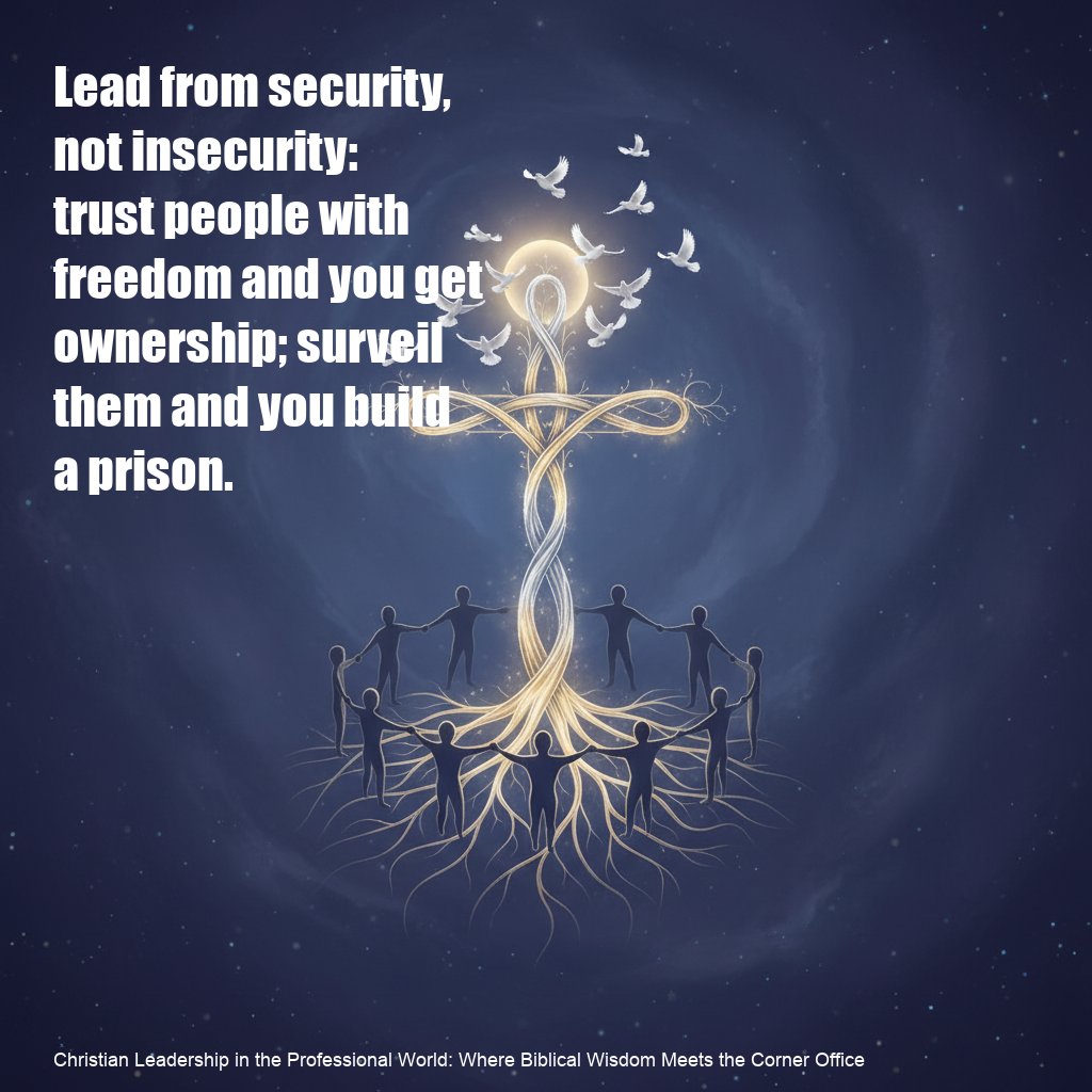 scripturemap's tweet image. Lead from security, not insecurity: trust people with freedom and you get ownership; surveil them and you build a prison.