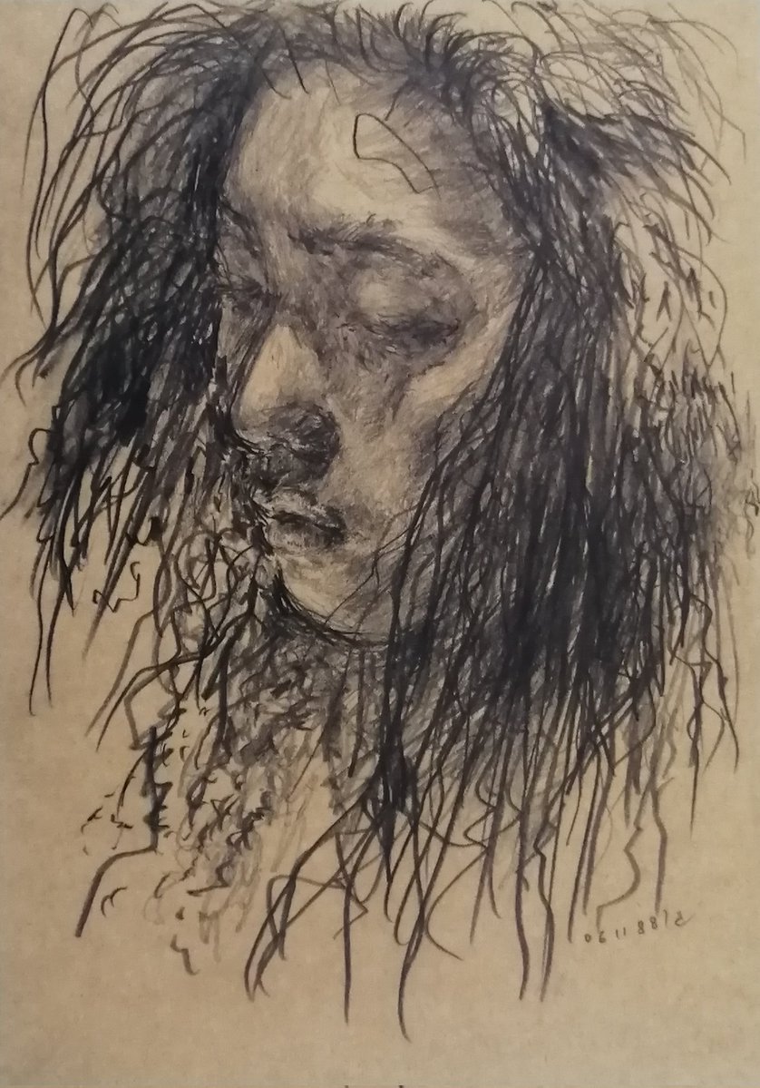 ebisquez's tweet image. 1988年 18.2×12.7cm クラフト紙に鉛筆【ATSUKO】