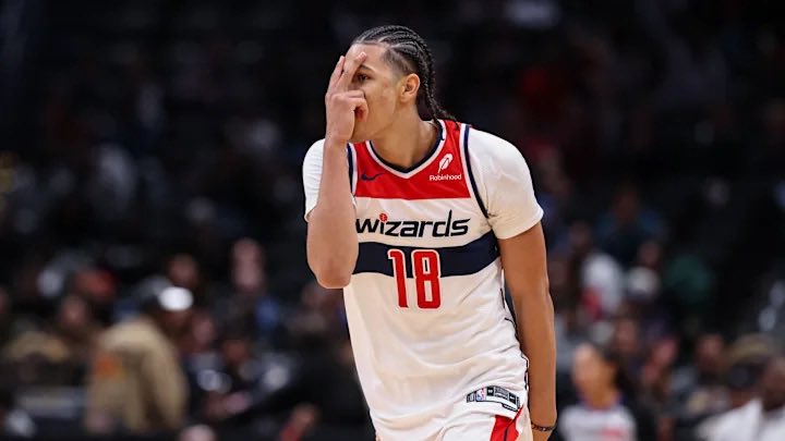 GregFinberg's tweet image. Kyshawn George is off the Wizards’ injury report and will be available for tomorrow’s game vs. New Orleans.

George had missed the last 7 games with a hip flexor strain.