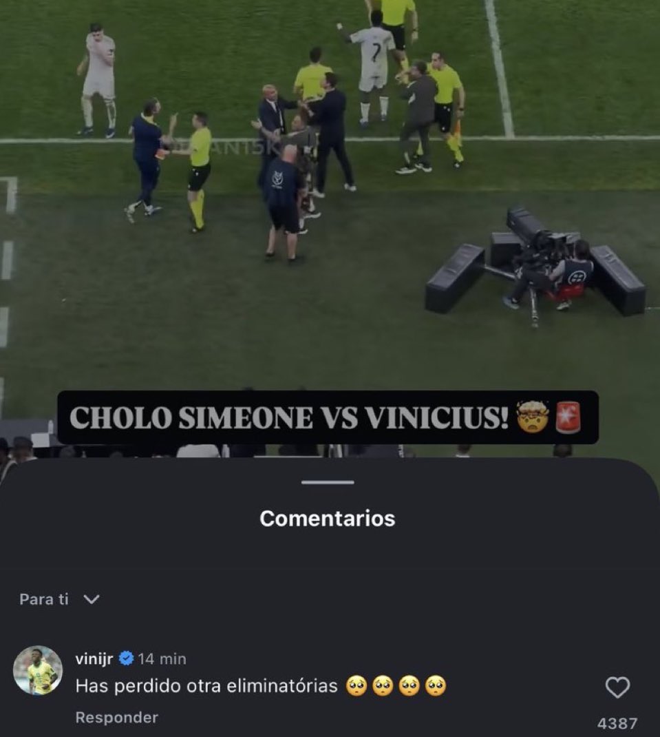theMadridZone's tweet image. 🚨 VINI JR. ON DIEGO SIMEONE: 

“He is eliminated yet again. 🥹🥹🥹”