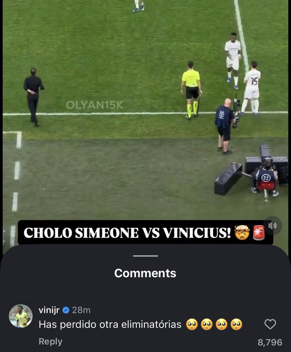 🚨 Vinicius Jr on Instagram: “Simeone has lost another knockout game”. ❗️