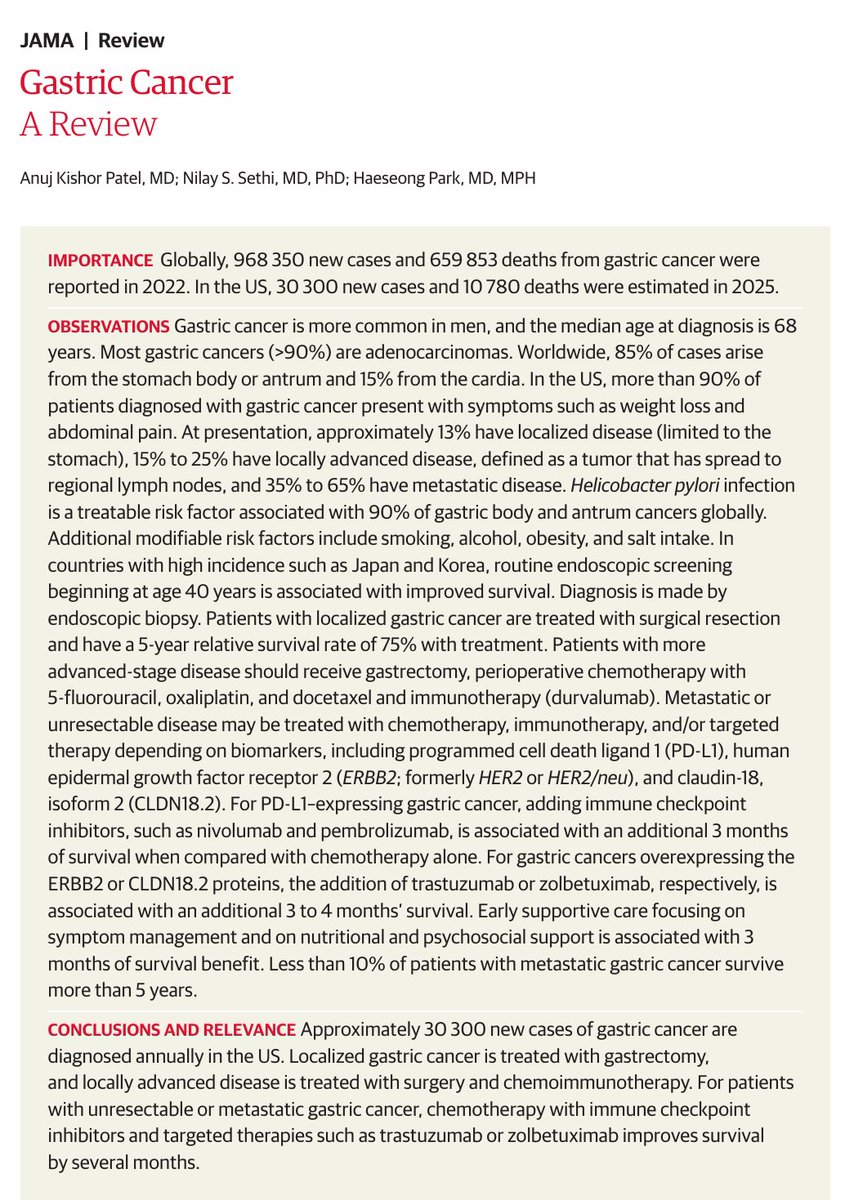 MHcsba's tweet image. JAMA 2026: Revisión de cáncer gástrico
 doi:10.1001/jama.2025.20034
#MedEd #MedTwitter #MedX 
medicina-interna.org