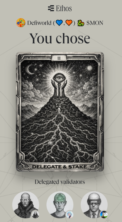 I'm staking XP to Ethos Validators in Season II.
<a href="/serpinxbt/">Serpin Taxt</a> <a href="/0xGeeGee/">0xGeeGee</a> <a href="/0xJohannes_/">Johannes (4, 4)</a>