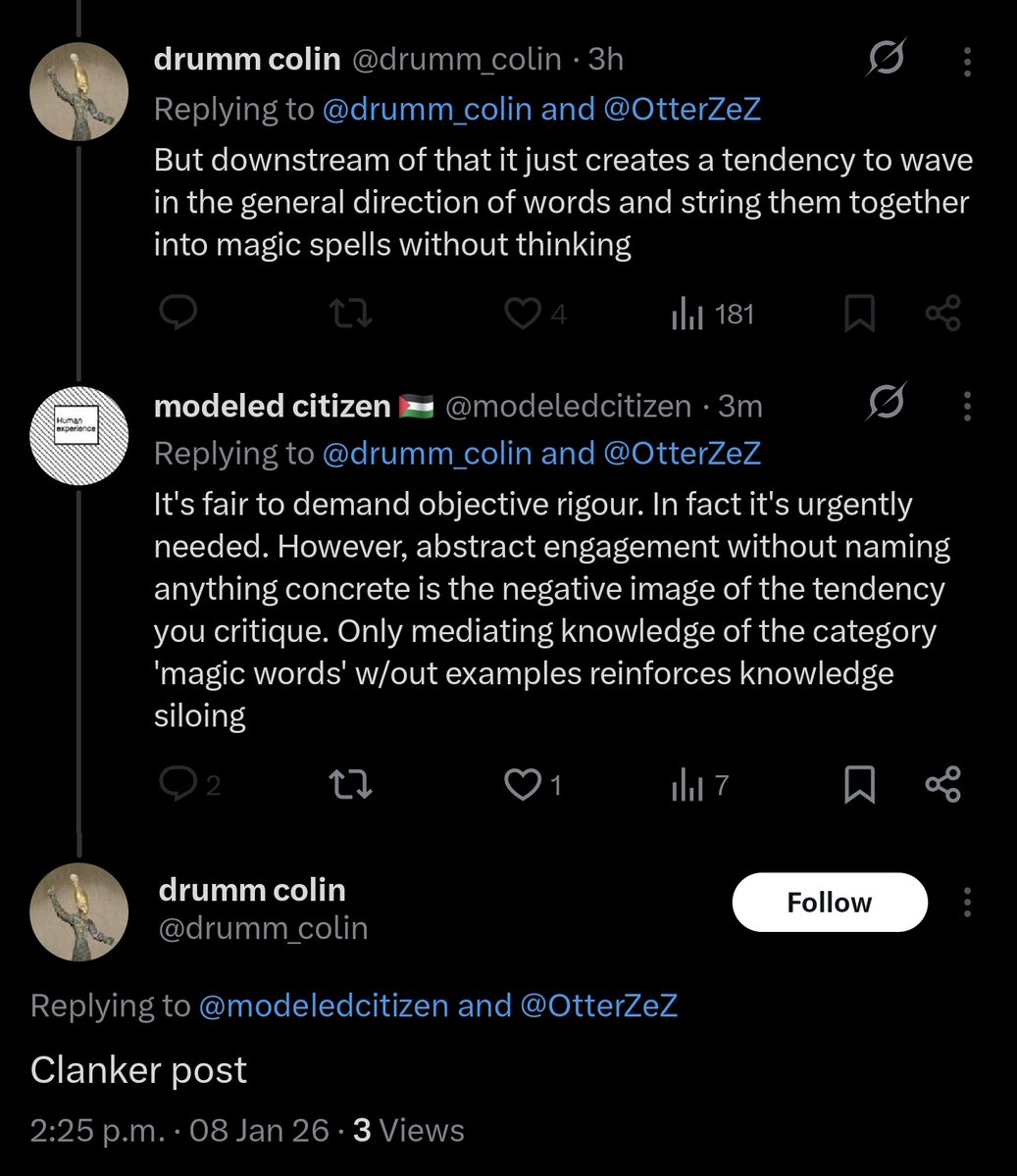 TIL clanker is an academic magic word for "your critique can be dismissed out of hand"