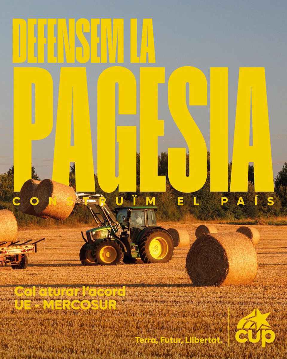 noncasadevall's tweet photo. Tot el suport i ànims aquesta nit a la pagesia mobilitzada: que ens cuida, alimenta i lluita per nosaltres ✊️

#NoMercosur https://t.co/ISjs6nxdCK