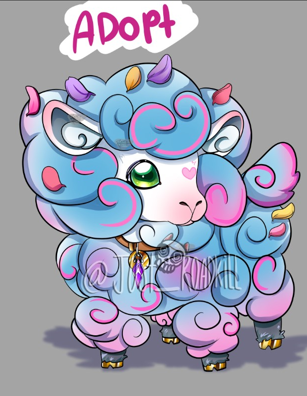 New Adopt Drop!!  🌸🌻Petals🪻🌹 the sheep is now available  ☕️in my ko-fi shop!🌸
