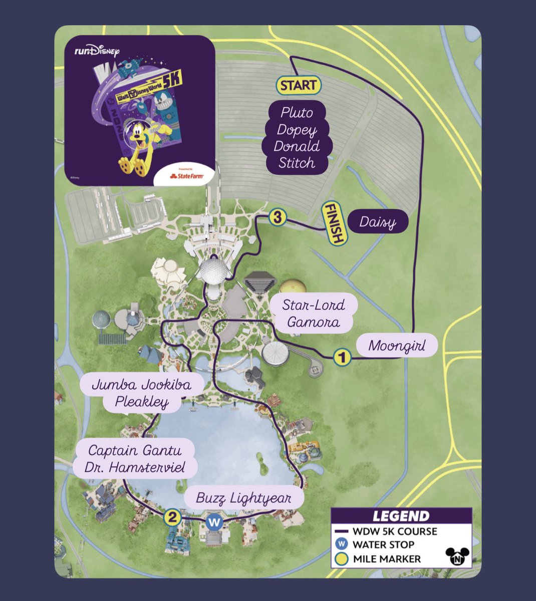 CharactersPBlog's tweet photo. Enjoy a sci-fi 5K hosted by Pluto during the Walt Disney World 5K! Rare characters along the way such as Jumba &amp; Pleakley, making their first appearance since 2024. Moon Girl, Captain Gantu and Dr. Hamsterviel! 
(Credit: IG disneycharacterfun)
#runDisney
#WDW5K https://t.co/qQsZGVCnxO