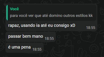 É maravilhoso você fazer um excelente serviço e ser comparado com uma IA 🤩