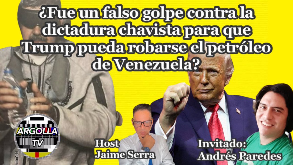 ArgollaTV's tweet photo. Hoy, jueves 8 de enero 9 pm ¡AHORA SI! conversaremos con #AndresParedes @fabber sobre ¿Que le espera a Venezuela tras la captura de Maduro por Donald Trump? Con @JaimeSerra
https://t.co/4xjr9K7rZy
https://t.co/rJVu8s5yOL https://t.co/VGUePF1CBH