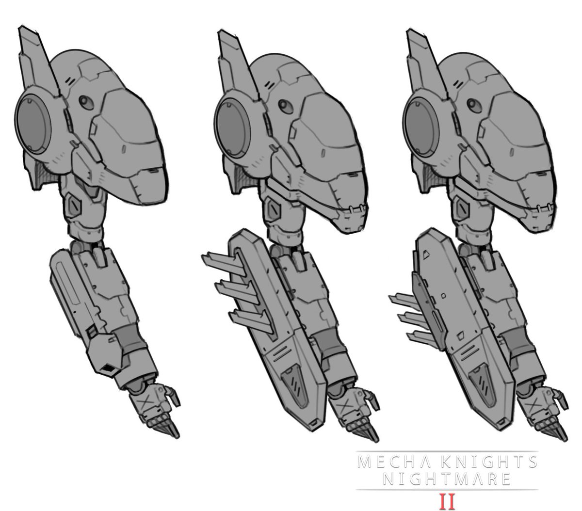 MechaKnights_N's tweet image. Arm concepts💀 #indiegame #indiedev #mech #mecha #メカ #mechaknights