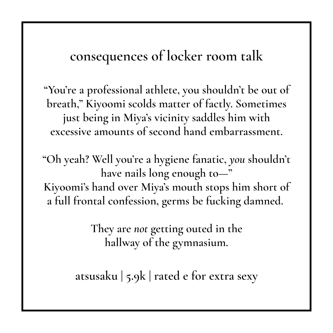 llaiichii's tweet image. 'consequences of locker room talk'

a short fwb to lovers atsusaku one shot

archiveofourown.org/works/77331156