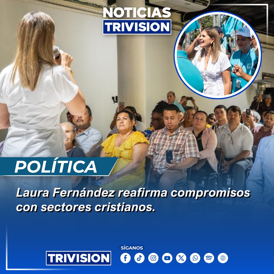 🔴 #NoticiasTrivision | La candidata del Partido Pueblo Soberano, Laura Fernández, reafirmó su compromiso con los valores cristianos tras reunirse con el Foro Mi País en Pococí. Aseguró que Limón será prioridad, con infraestructura y reactivación económica.