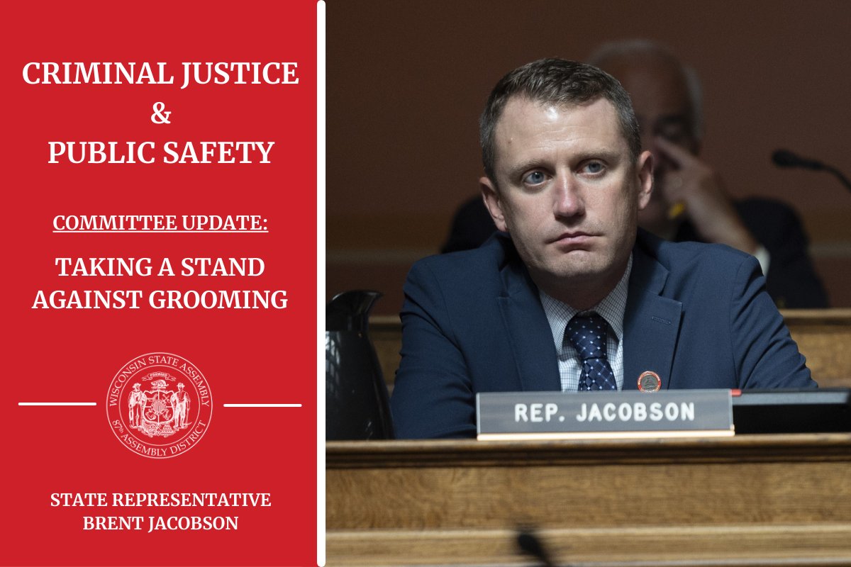 Rep_Jacobson's tweet image. Like many of you, I was appalled by what I read in The Cap Times' expose on grooming in schools last October. This week in the Criminal Justice &amp;amp; Public Safety Committee, I voted to pass a bill to officially define grooming and establish it as a crime!