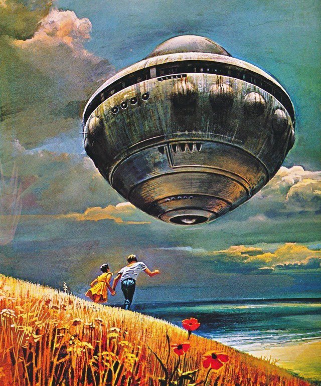 retroscifiart's tweet image. UFO art circa 1973-77 by Bruce Pennington
