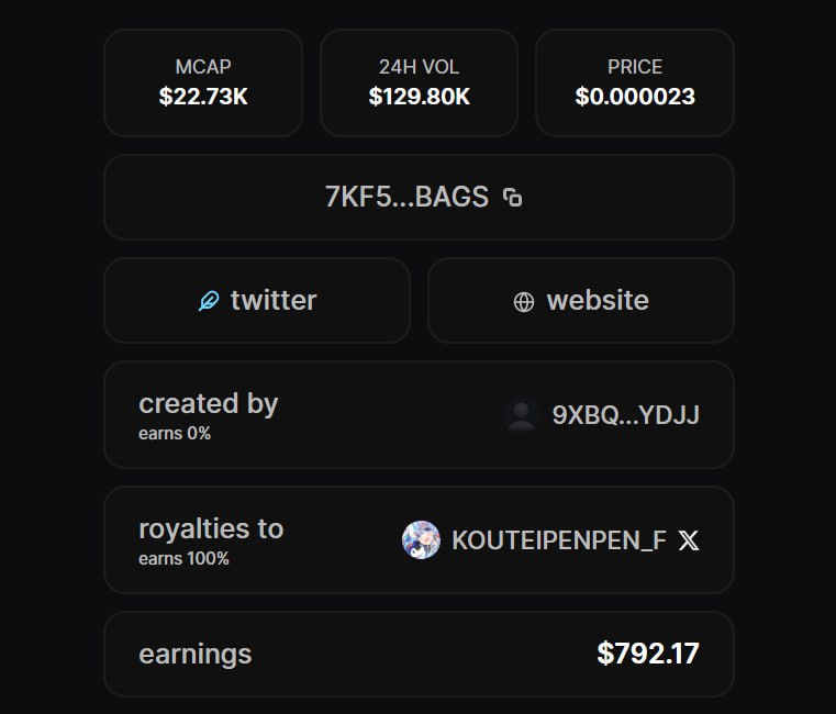 Aokamidev's tweet photo. so @kouteipenpen_f you are currently at $800 in fees. Only the begining for Penpen

なので @kouteipenpen_f さん、現在の手数料は 800ドル！
ペンペンはまだまだここからです！🐧🔥

@BagsApp @finnbags https://t.co/mnQEiaiUnZ