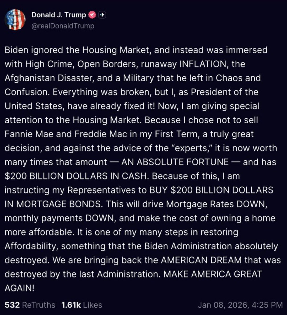 dampedspring's tweet image. Fnm and Fre do not have anywhere near 200BN in cash nor is the 40Bn of cash they do have "unencumbered" and able to be used to buy anything like 200BN mortgages.  While the book equity of both entities is approaching that number the equity market is a small fraction of that…