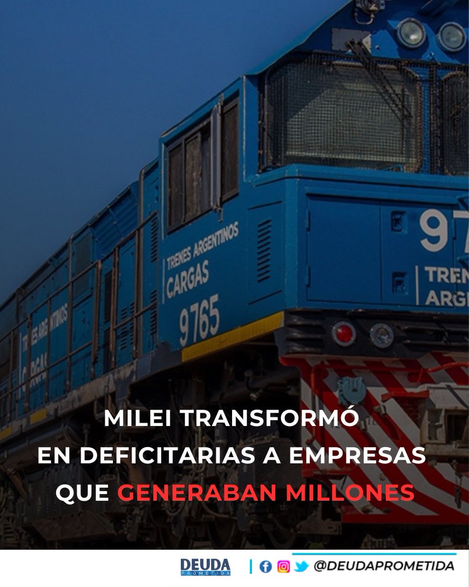 LAS EMPRESAS A PRIVATIZAR EN ROJO

🚨 En un año pasaron de superávit a pérdidas
👉 De +$580.000 millones a –$166.000 millones
👉 Recorte de transferencias y ajuste operativo
📉 Enarsa,Trenes Argentinos y AySA encabezaron los déficits
👥 El empleo cayó 8% en las empresas estatales
