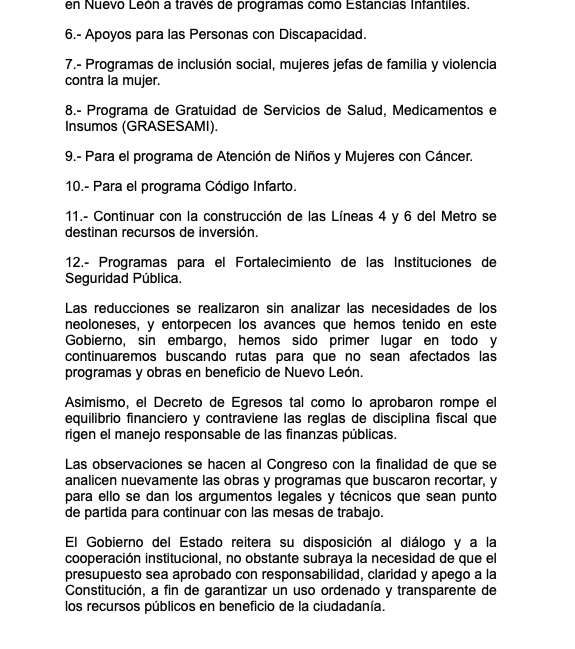 🔴⚡️#ULTIMAHORA
Tras vetar el presupuesto de Nuevo León 2026, aprobado por el <a href="/CongresoNL/">Congreso Nuevo León</a>, el Gobierno de <a href="/samuel_garcias/">Samuel García</a> justifica decisión alegando irregularidades de carácter constitucional, financiero y técnico y afirma que presupuesto aprobado entorpece los avances.