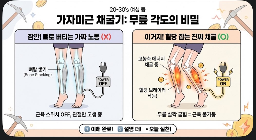 z9_s8_y_9's tweet photo. 혈당 잡는 채굴기, '가자미근' 제대로 돌리는 법 (무릎 펴지 마세요!)

(1/4) 여러분, 지금 서서 뒤꿈치 들고 계신가요? 잠깐 스톱. 🛑

혹시 무릎을 쫙 펴고 계신다면, 죄송하지만 전원 코드가 뽑힌 채굴기를 돌리는 중입니다.

우리 몸에서 가장 비싼 에너지 **[젖산 화폐]**와 **[혈당]**을 태워 없애려면, '뼈'가 아니라 '근육'을 써야 하거든요.
대부분 놓치는 **'1cm의 디테일'**을 잡아드립니다. 👇

(2/4) 무릎을 펴는 순간, 운동은 끝납니다. (Bone Stacking) 💀

무릎을 꼿꼿하게 펴고 뒤꿈치를 들면?
우리 몸은 똑똑하게도 근육을 끄고 '뼈 위에 ��를 얹어서' 버팁니다. (일명 뼈탑 쌓기)
이러면 근육은 쉽니다.
혈당도 안 타고, 젖산 에너지도 안 나옵니다.
그냥 관절만 갈려 나가는 노동일 뿐이죠.

(3/4) 채굴기 스위치 켜는 법: "무릎을 살짝 구부리세요" ⚡

무릎을 다 펴지 말고, 아주 살짝(약 5도~10도) 구부린 상태를 유지하세요.
마치 투명 의자에 엉덩이를 아주 살짝 걸친 느낌.
그 상태에서 뒤꿈치를 들어야 뼈가 아닌 **가자미근(Soleus)**이 오롯이 무게를 받아냅니다.
이때부터 **'혈당 브레이커'**가 미친 듯이 돌아가며 고농축 에너지를 채굴하기 시작합니다.

(4/5) 정리: 효율 100% 채굴 세팅법 🛠️

1. 선다.
2. 무릎을 살짝 굽힌다 (텐션 유지).
3. 그 굽힘을 유지한 채로 뒤꿈치만 까딱까딱.
종아리 깊은 곳이 뻐근해지나요?
축하합니다. 지금 방금 먹은 디저트가 삭제되고 있습니다. 🍰🚫

(마���막 실천) 자, 이해되셨나요? 👀
이 미묘한 차이, 머리로 이해하고 몸으로 느끼셨다면 댓글로 알려주세요!

1️⃣ : "아! 뼈로 버티고 있었네.. 이해 완료!"

2️⃣ : "무릎 각도가 헷갈려요, 좀 더 설명해 줘요."

. (점) : "오늘 엘리베이터 기다리면서 바로 채굴 들어갑니다."

여러분의 상태는 몇 번인가요? 👇

#다이어트 #혈당관리 #가자미근 #직장인운동 #홈트 #소매틱 #젖산 #뒤꿈치들기