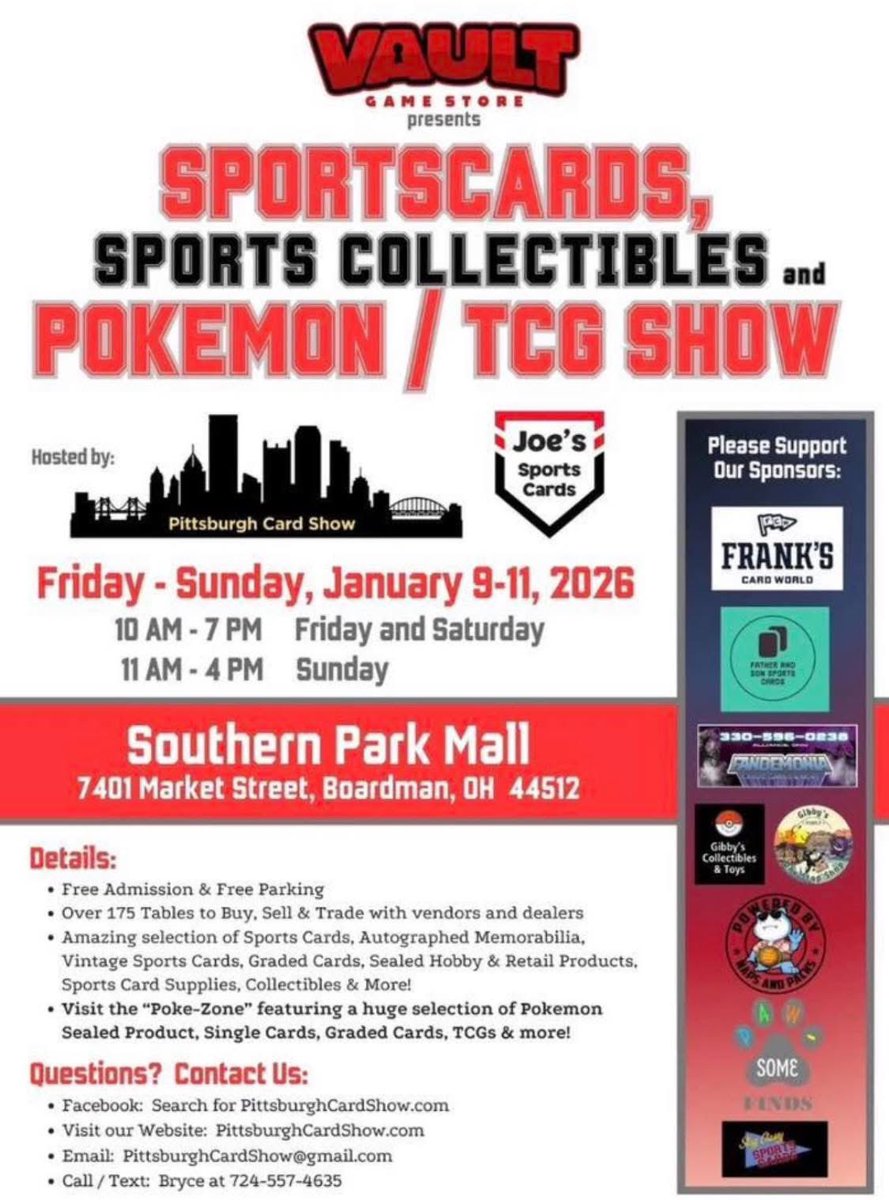 Paw_someFinds's tweet photo. A new area for us but what the heck. @pittsburghcardshow always delivers an absolute banger of a show every where they go! We will be there this Saturday so be sure to stop by! #pokemon #pokémontcg #tcg https://t.co/RHqqH9fqjy