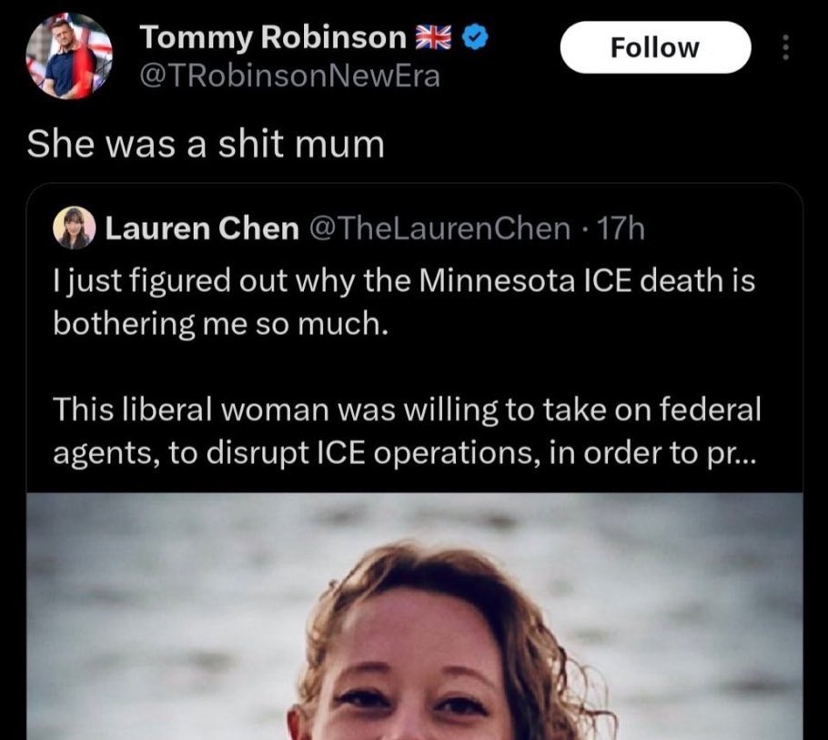 You disgusting man.

You’re a repeat criminal who boats about his drug habit.

You once knocked your kids’  mum down in the street.

You pal around with sex pests.

You know what you’ve done to women, and so do Antifascists.

You’re not fit to mention her name. #ReneeNicoleGood