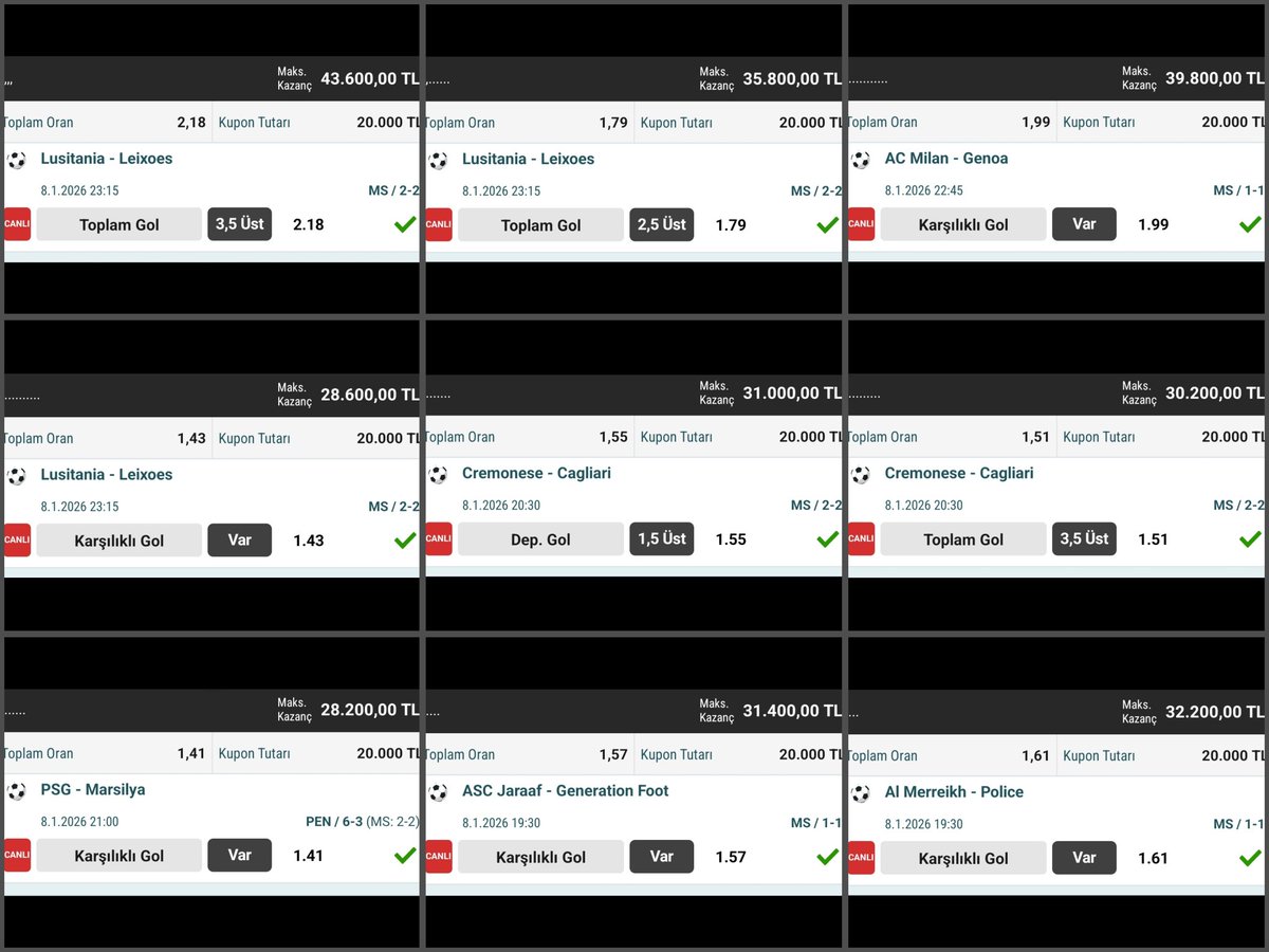 VIP ÜYELİK BİLGİSİ İÇİN WHATSAPP DAN İLEŞİME GEÇEBİLİRSİNİZ..
👉🏼5434100725
#iddaatahmin #iddaakazandirir #bahistahminleri #bankotahmin #güntahmini #kesintahmin #bahisanalizi #futboltahminleri #kuponpaylaşımı #iddecihergun #bahiskuponu #bankokupon #sürpriztahmin #güntakip