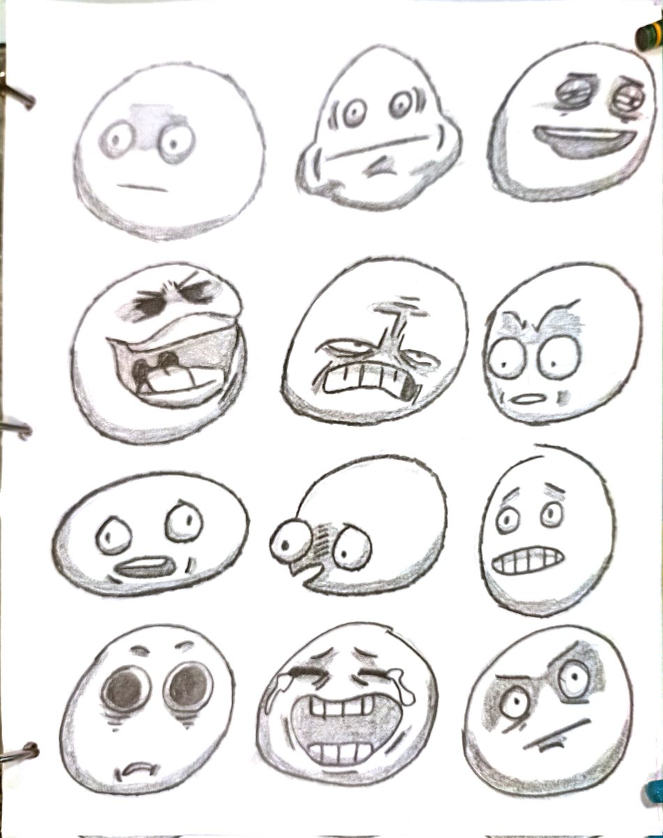 More cartoon expressions. I guess it's time to move to other practice lol I'm getting stuck here

Next practice grind is gonna be corporal expression, I gotta draw poses and stuff to make more natural gesturing