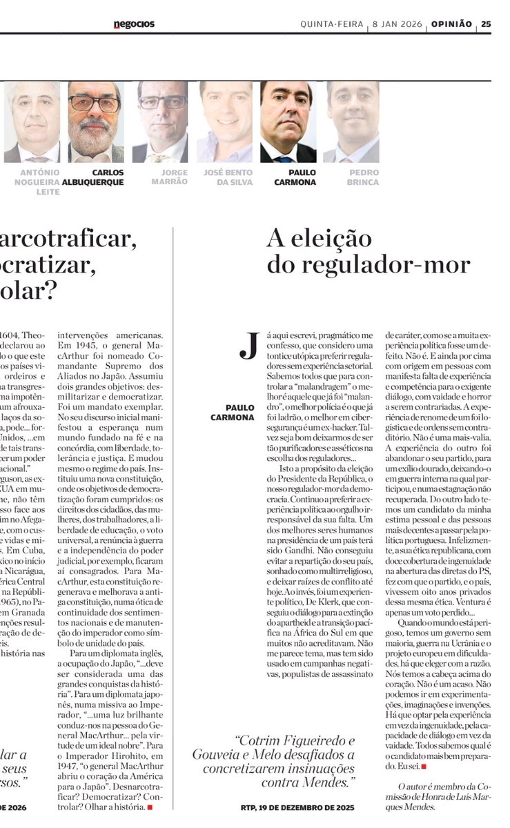 Carmypc's tweet image. Não desejo aventuras, vaidades ou sobressaltos. Quero experiência, diálogo e razão. O mundo anda perigoso para experimentalismos ou emoções na presidência... Só um tem curriculo para me deixar tranquilo...
Hoje, no Negócios