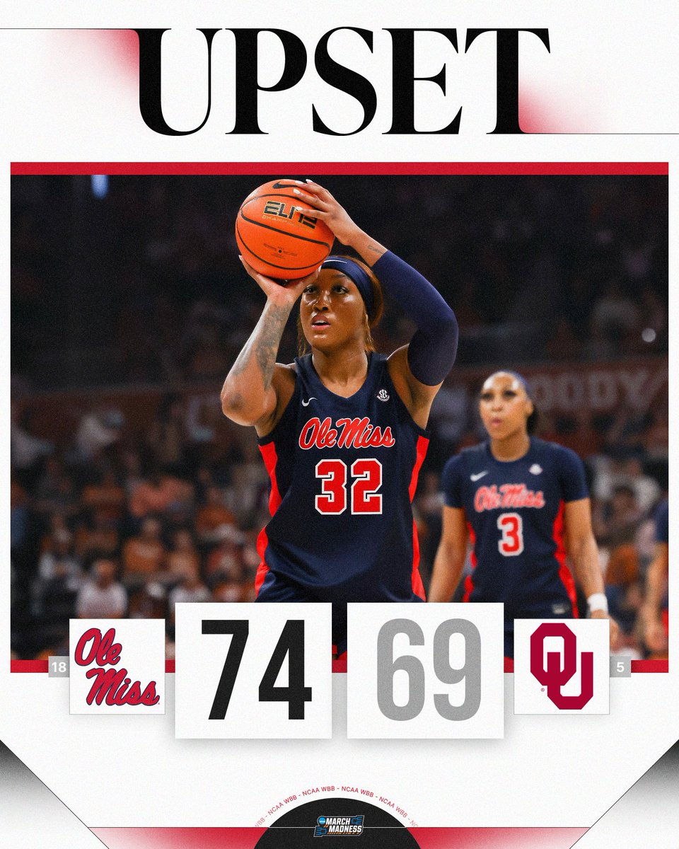 OLE MISS UPSETS OKLAHOMA ON THE ROAD🤯

No. 18 Ole Miss beats No. 5 Oklahoma in Norman.

#NCAAWBB x @olemisswbb