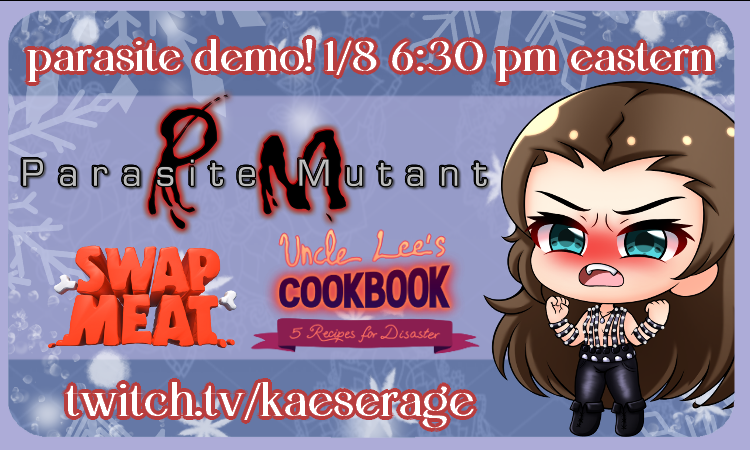 kaeserage's tweet image. stoked to see what parasite mutant is like RIGHT NOW. it looks like a love letter to parasite eve, which scared me so bad. we're gonna be STRONG. see you NOW for demo day! #ParasiteMutant #wimp #crybaby
