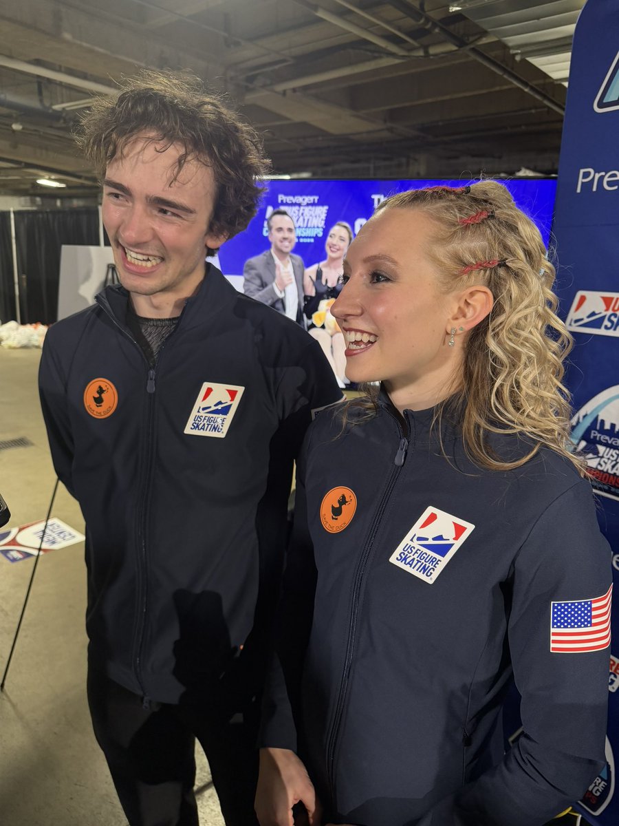 goldenskate's tweet image. Eva Pate and Logan Bye dazzled in their rhythm dance set to “Enter Sandman” by Metallica and “Thunderstruck” by AC/DC and pocketed 73.54 points. They received level fours on their twizzles but only level twos for the midline step sequence. 

Logan: It’s probably the best we have…