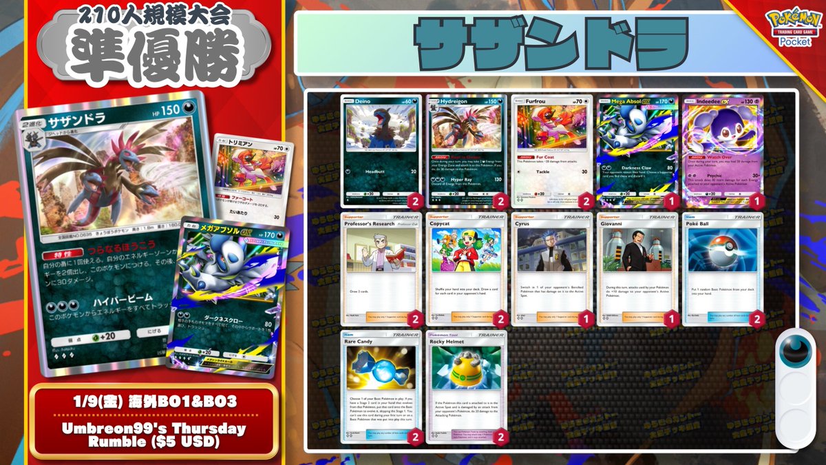 🌏 ポケポケ 大会結果｜1/9(金) 🌏 210人参加の大会で『スイクンex』が