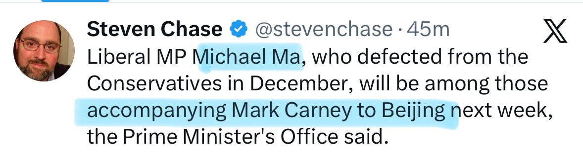 MelissaLMRogers's tweet image. HOLY CRAP 🤯 Michael Ma who just betrayed his constituents to join the Liberal Party, is now travelling with CARNEY to CHINA 

Ma, born in Hong Kong, Vice Chair of the Canada China Legislative Association

You can’t even make this up, NOT GOOD 
@stevenchase