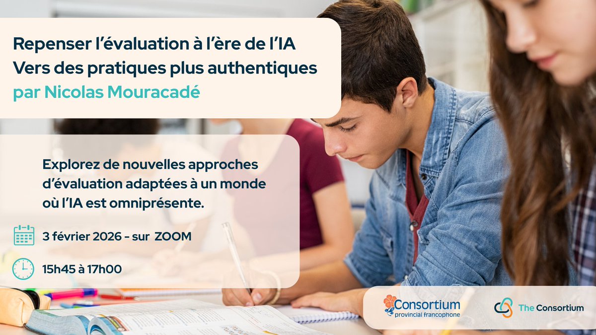 Repenser l’évaluation à l’ère de l’IA – vers des pratiques plus authentiques, c'est demain!
Explorez de nouvelles approches d’évaluation adaptées à un monde où l’IA est omniprésente.
Plus d'infos ici : cpfpp.ab.ca/program/14337

#IntelligenceArtificielle #évaluation