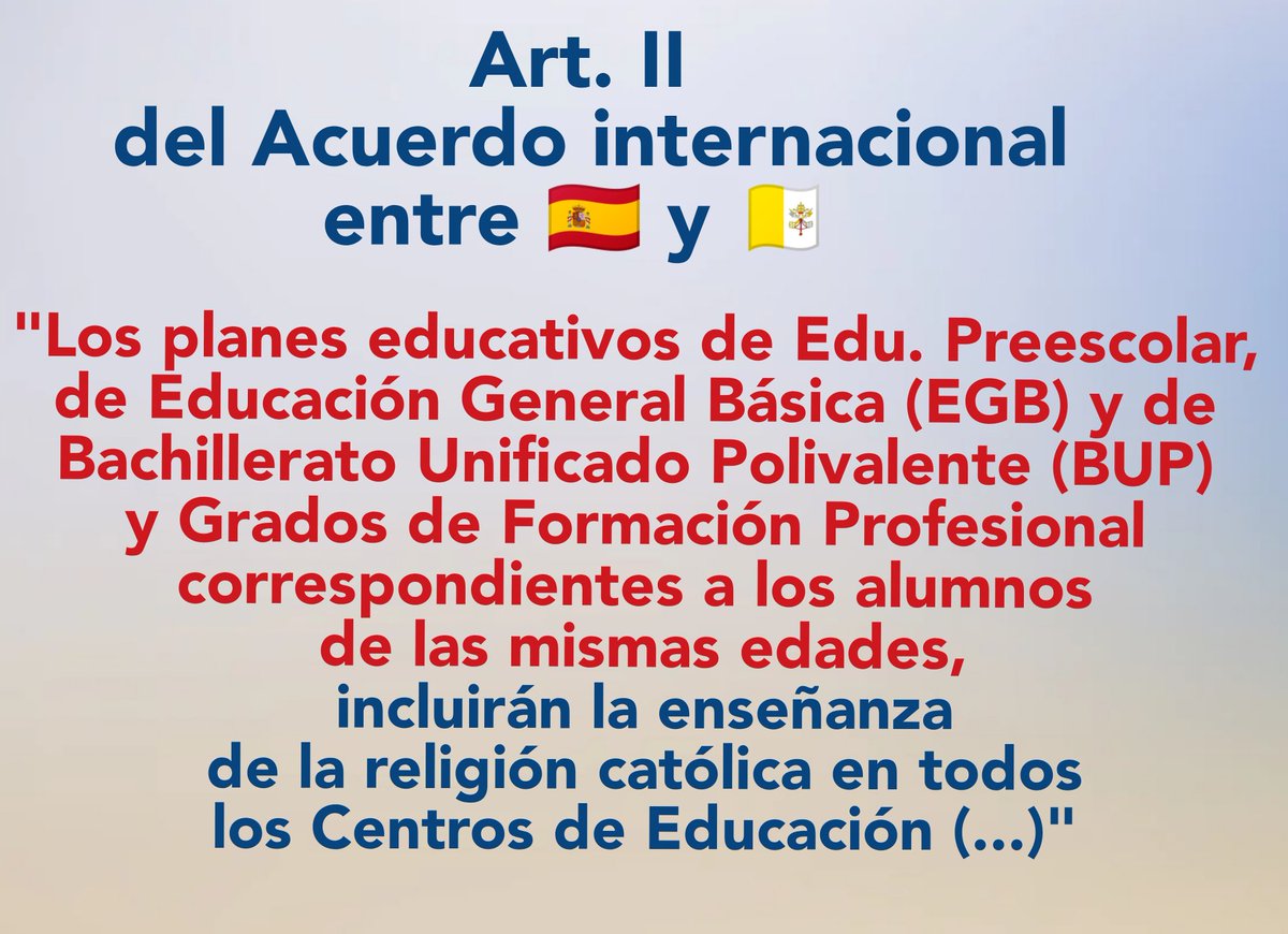 DerechoERE's tweet photo. @educaciongob @milagrostolon @ceapa_oficial @concapa_es Valoramos positivamente la voluntad de diálogo y consenso de @milagrostolon @educaciongob
Confiamos que inste a las CCAA @educajccm a respetar la Jurispr. del TS sobre las funciones #docentesReligión y se oferte #Religión en #FPBasica y #FPGradoMedio como estipula el Acuerdo🇪🇸🇻🇦 https://t.co/GmEYlzXnI4