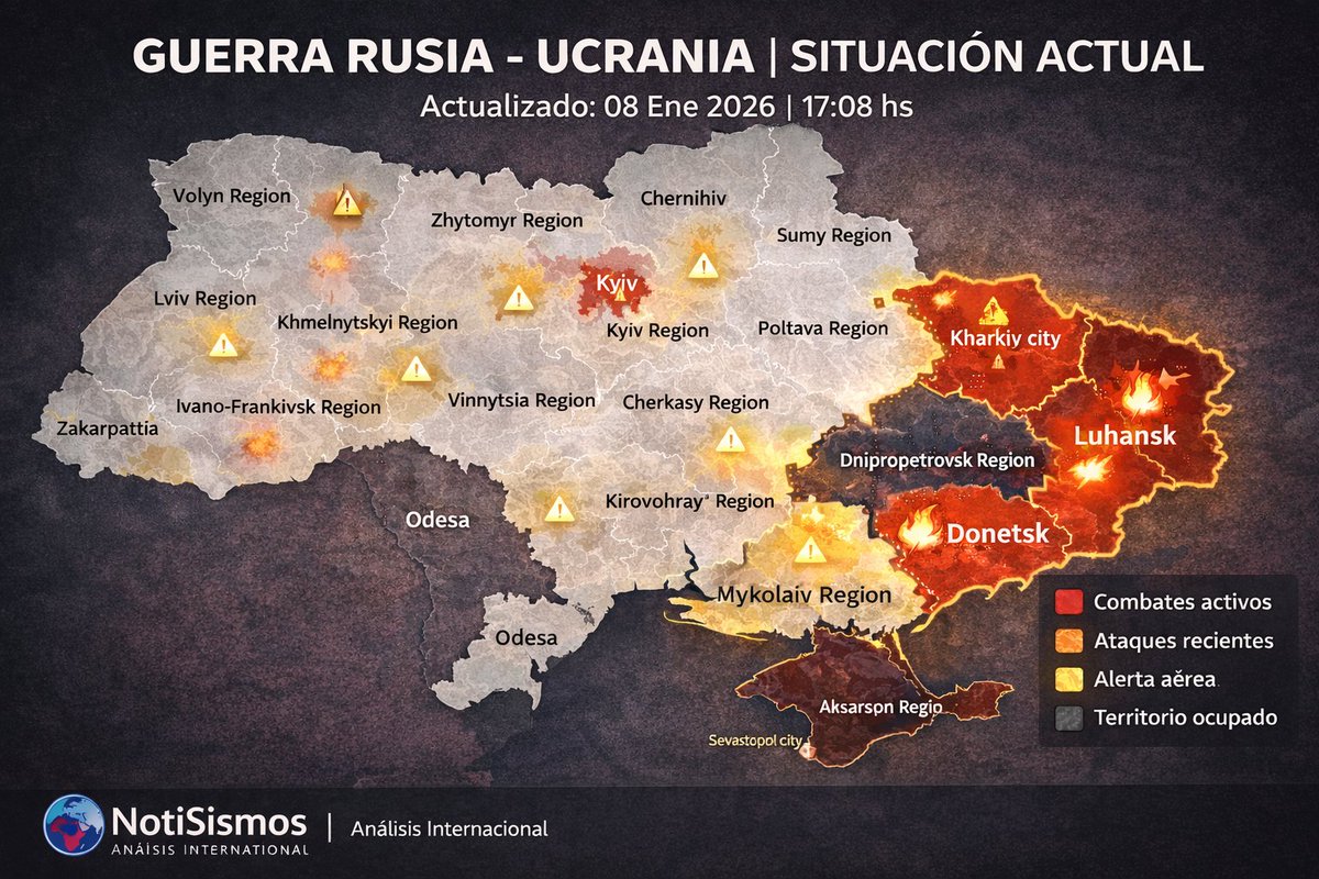 🇷🇺🇺🇦 | URGENTE - GUERRA UCRANIA-RUSIA: Alertas de ataque aéreo actualmente en toda Ucrania debido al posible lanzamiento de misiles balísticos de largo alcance por parte de Rusia.

#NotiSismos