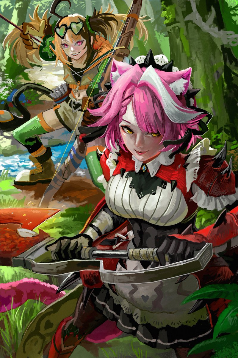 My FanArt of Raora and GiGi in their Monster Hunter Outfits! Raora did an amazing job with the designs!