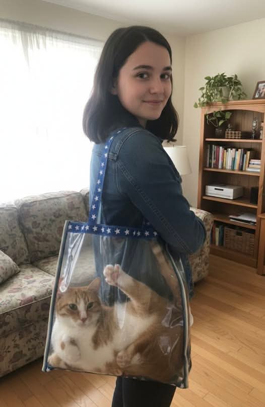 Mr_Husky1's tweet photo. So my daughter walked into the kitchen this morning carrying that ridiculous tote bag and I just lost it. Not angry lost it, but that ugly cry where you can't breathe and your whole body shakes. She thought I was mad about Cheeto being in there again, which he absolutely was, his orange face smooshed against the clear plastic looking like he owned the world. But that wasn't it at all.
Six months ago her dad told me he wanted a divorce. Said he needed to "find himself" at 52 years old, which apparently meant finding himself with his 29-year-old dental assistant. I spent weeks not eating, not sleeping, walking around this house like a ghost. My daughter saw all of it. She was supposed to be worrying about middle school drama and dance recitals, not holding her mom's hair back while she sobbed into the toilet because she couldn't keep food down.
Then one day she came home with Cheeto. This tiny, dying kitten someone had thrown away in a shipping crate at her dad's work of all places. The vet said he probably wouldn't make it through the night. She looked at me with these determined eyes and said, “We’re going to save him, Mom. We’re fighters.” And something about the way she said it—this little girl who’d been sneaking me tissues and making me toast she found recipes for from people who actually cared about helping others—it just broke something open in me.
We took turns feeding him every two hours for weeks. She’d set alarms, wake me up, and we’d sit on the bathroom floor together at 3 a.m. with a tiny bottle. She started making these custom pet carriers and totes to sell in her little shop to help pay for his vet bills, designing them herself with that same fierce determination. Every single one sold because people could feel the love in them, I think.
This morning she was carrying him to school for show and tell. Cheeto, this absolute jerk of a cat who stalks her down hallways and attacks her toes, who survived because she refused to let him go. Because she refused to let either of us go. That tote bag with the smiley faces, his fat orange body pressed against the plastic, her hair falling over her shoulder as she smiled at him. That’s when I realized we’d both survived something we weren’t supposed to. And maybe her dad didn’t deserve to see any of this. Maybe that’s his loss, not ours. My baby saved a life and taught me how to save my own, all at the same time.

Credit - Martha Barker