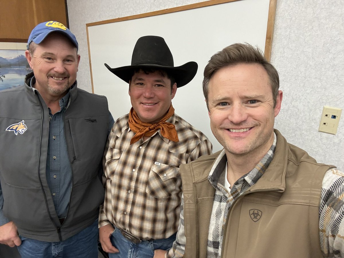 aaronflint's tweet image. What a show in Cut Bank this AM! Thanks to Coach and KSEN Sportcaster Dean Lerum for dropping by…and more to follow with our great convo with Blackfeet rancher, rodeo cowboy, &amp;amp; stuntman Beau Michael. He was featured in “The Real Yellowstone” doc by @tomopre #mtpol