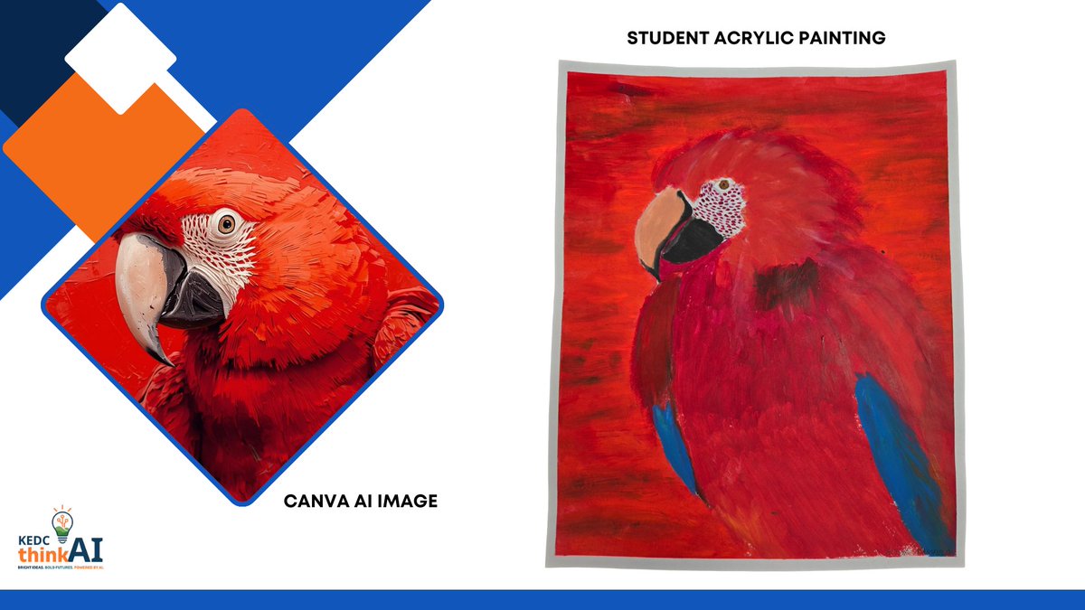 BryantWeiner's tweet photo. Join me Saturday with @KEDCGrants EdTech Unleashed as I share my students AI animal image generator project they used as inspiration for paintings using @canva AI & @Google Gemini. A preview of 8th & 7th grades paintings. @DrJWEvansJr @KedcARTS #thinkAI #aiEDU @KingWendy_m https://t.co/Et1714TDPZ