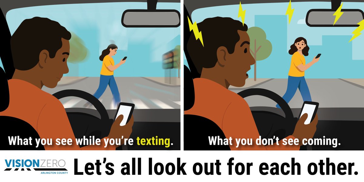 ArlingtonDES's tweet image. Whether you're the one inside the car or outside, pay attention. Lives could depend on it. arlingtonva.us/Government/Pro… #VisionZero