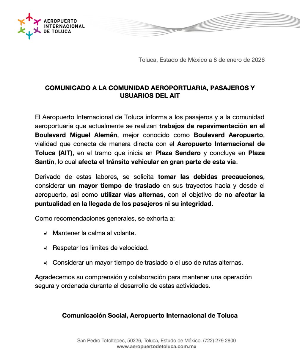 ⚠️ #AITinforma - Trabajos de repavimentación en el Boulevard Miguel Alemán 🚧🚨 

#Toluca #SanPedroTotoltepec #SanMateo #Aviación #EDOMEX